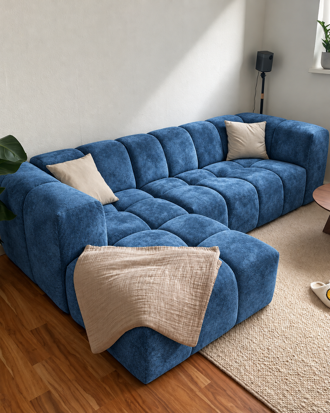 Suede Upholstery Fabric - Blue (Per meter)