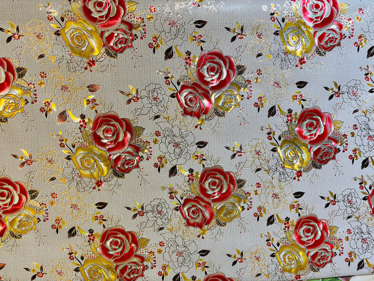 PVC Tabling- Bronze & Red Roses