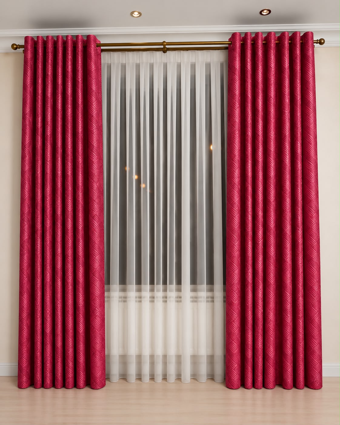 Turkish Eyelet Curtain - Red (145cm X 230cm) (Pack Of 2 Drops) (Unlined)