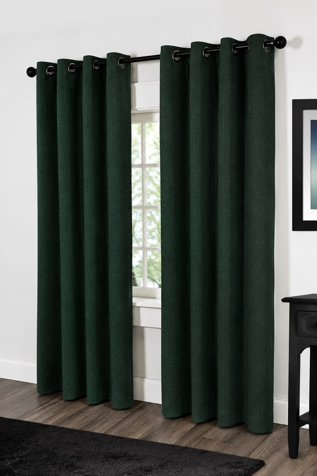 Minimat Eyelet Curtain - Green 13 (145cm X 230cm) (Pack Of 2 Drops) (Unlined)