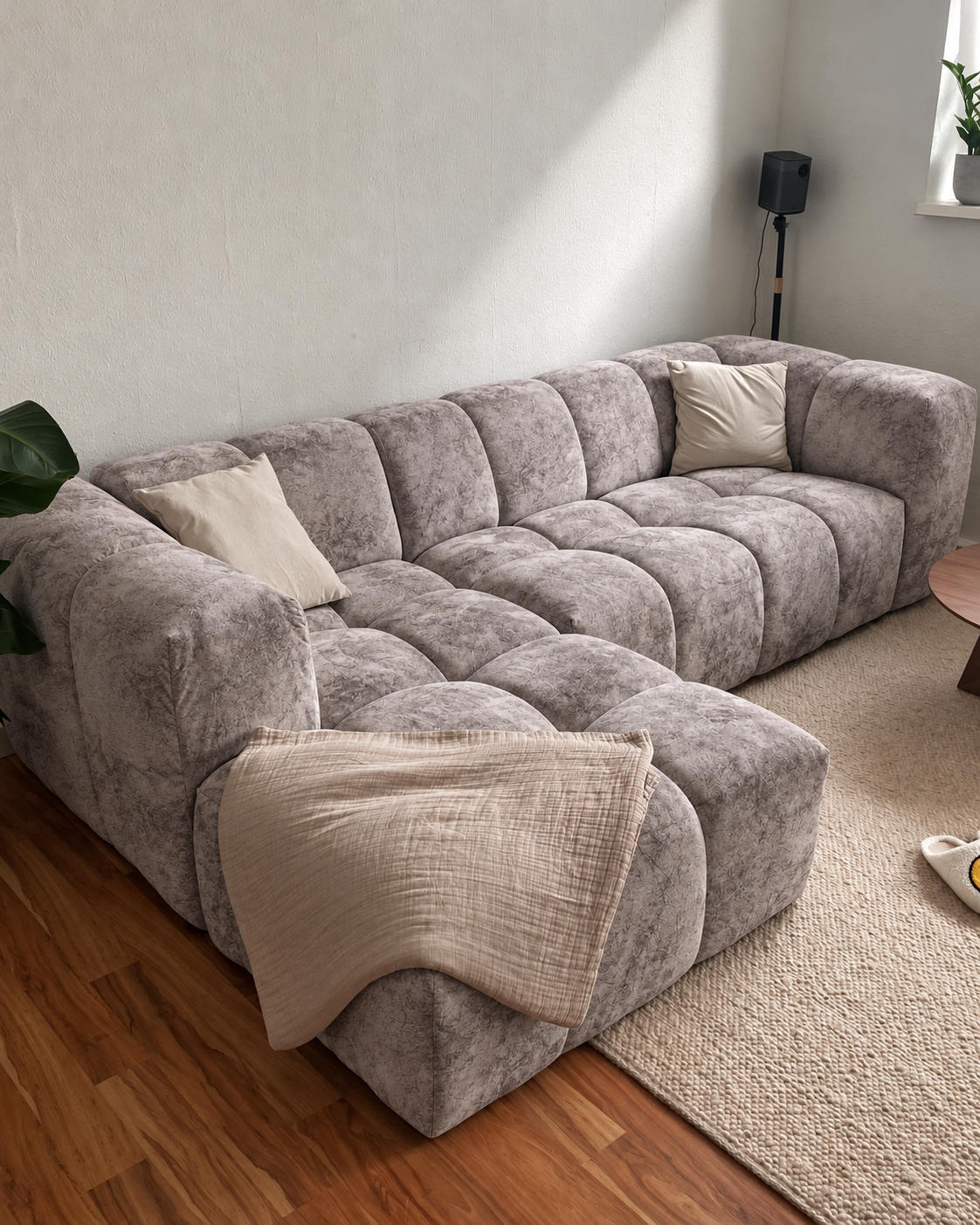 Suede Upholstery Fabric - Light Grey (Per Meter)