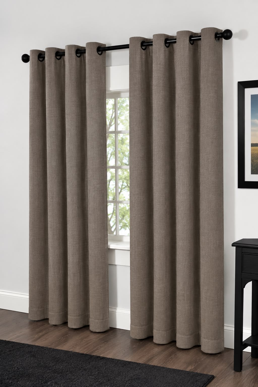 Minimat Eyelet Curtain - Grey 31 (145cm X 230cm) (Pack Of 2 Drops) (Unlined)