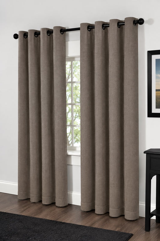 Minimat Eyelet Curtain - Grey 31 (145cm X 230cm) (Pack Of 2 Drops) (Unlined)