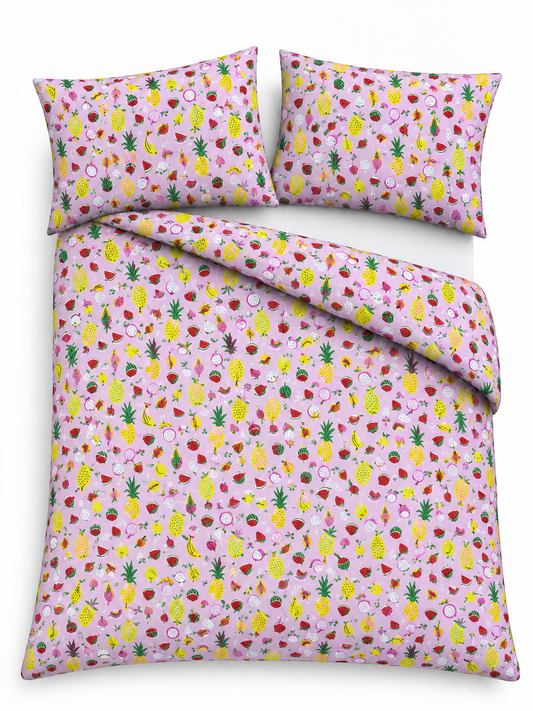 Duvet Cover Set-Pink Fruity-Double