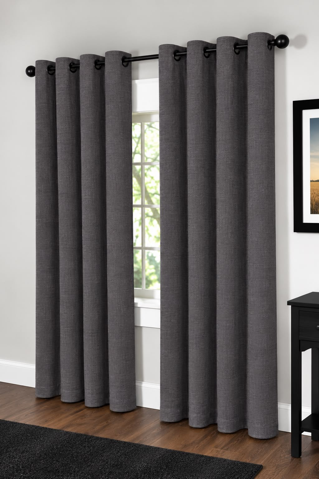 Minimat Eyelet Curtain - Grey 47 (145cm X 230cm) (Pack Of 2 Drops) (Unlined)