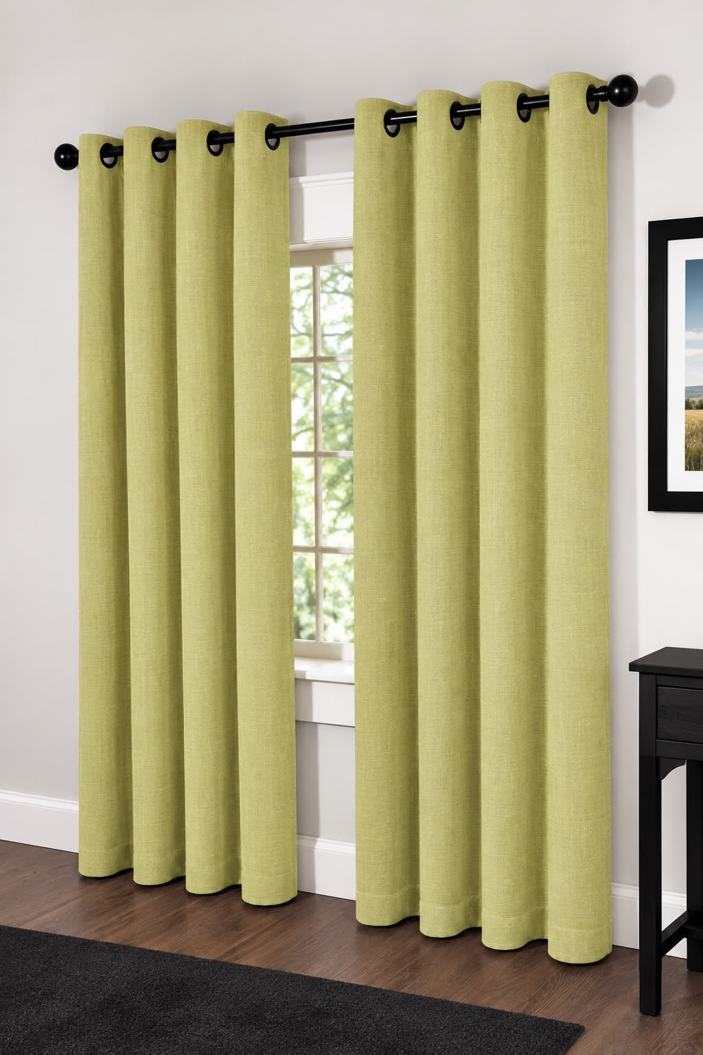 Minimat Eyelet Curtain - Yellow 8 (145cm X 230cm) (Pack Of 2 Drops) (Unlined)