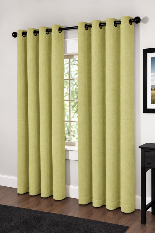 Minimat Eyelet Curtain - Yellow 8 (145cm X 230cm) (Pack Of 2 Drops) (Unlined)