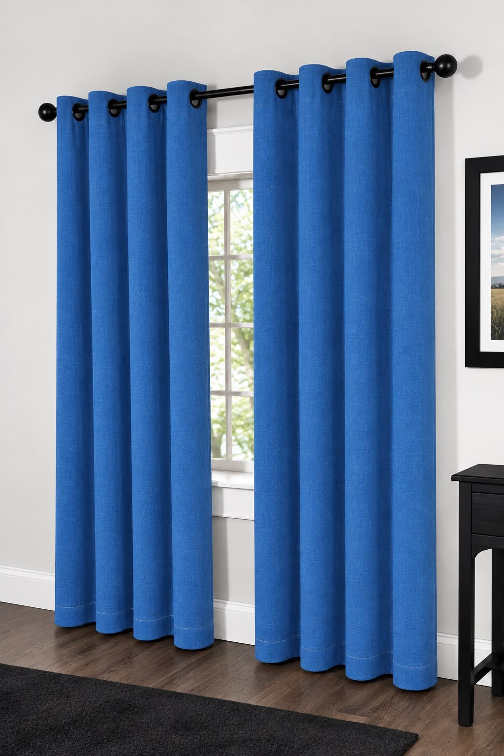 Minimat Eyelet Curtain - Blue 18 (145cm X 230cm) (Pack Of 2 Drops) (Unlined)