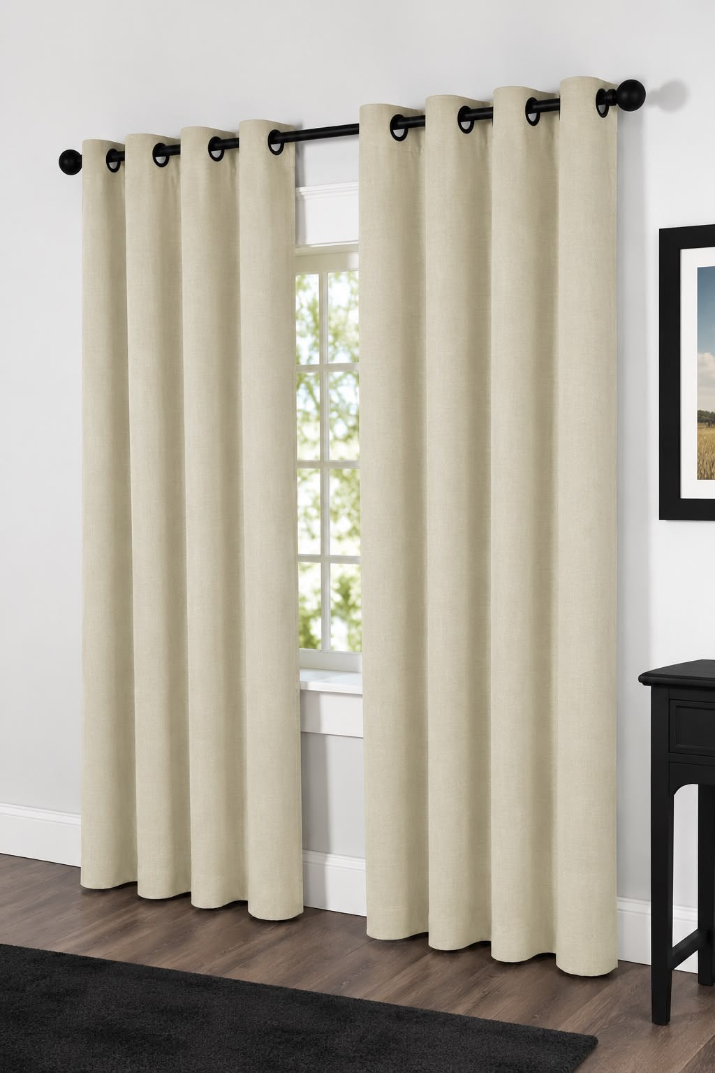 Minimat Eyelet Curtain - Cream 28 (145cm X 230cm) ( Pack Of 2 Drops) (Unlined)
