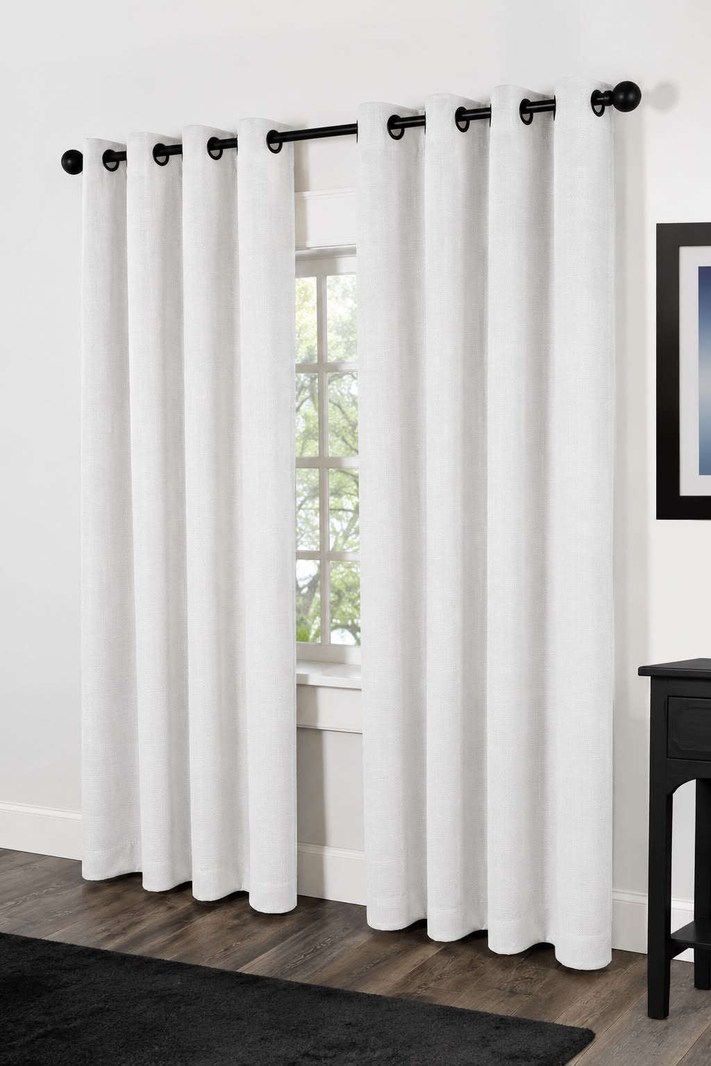 Minimat Eyelet Curtain - White 2 (145cm X 230cm) (Pack Of 2 Drops) (Unlined)