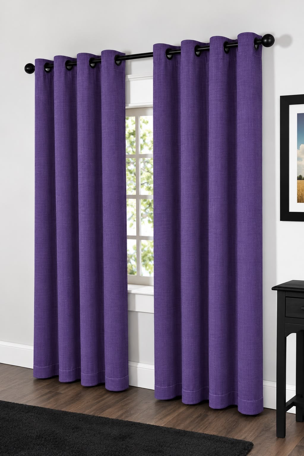 Minimat Eyelet Curtain - Purple 29 (145cm X 230cm) (Pack Of 2 Drops) (Unlined)