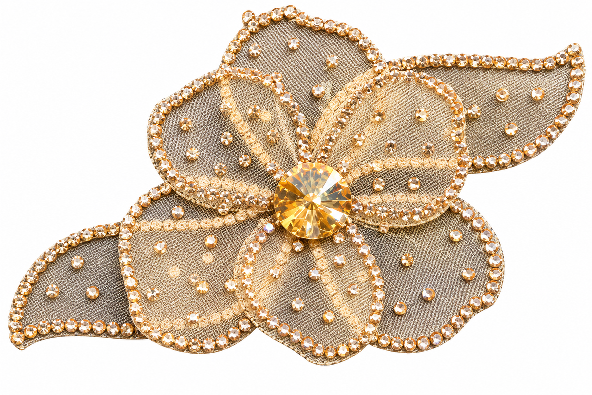 Floral Motif W/ Polkadot Gems
