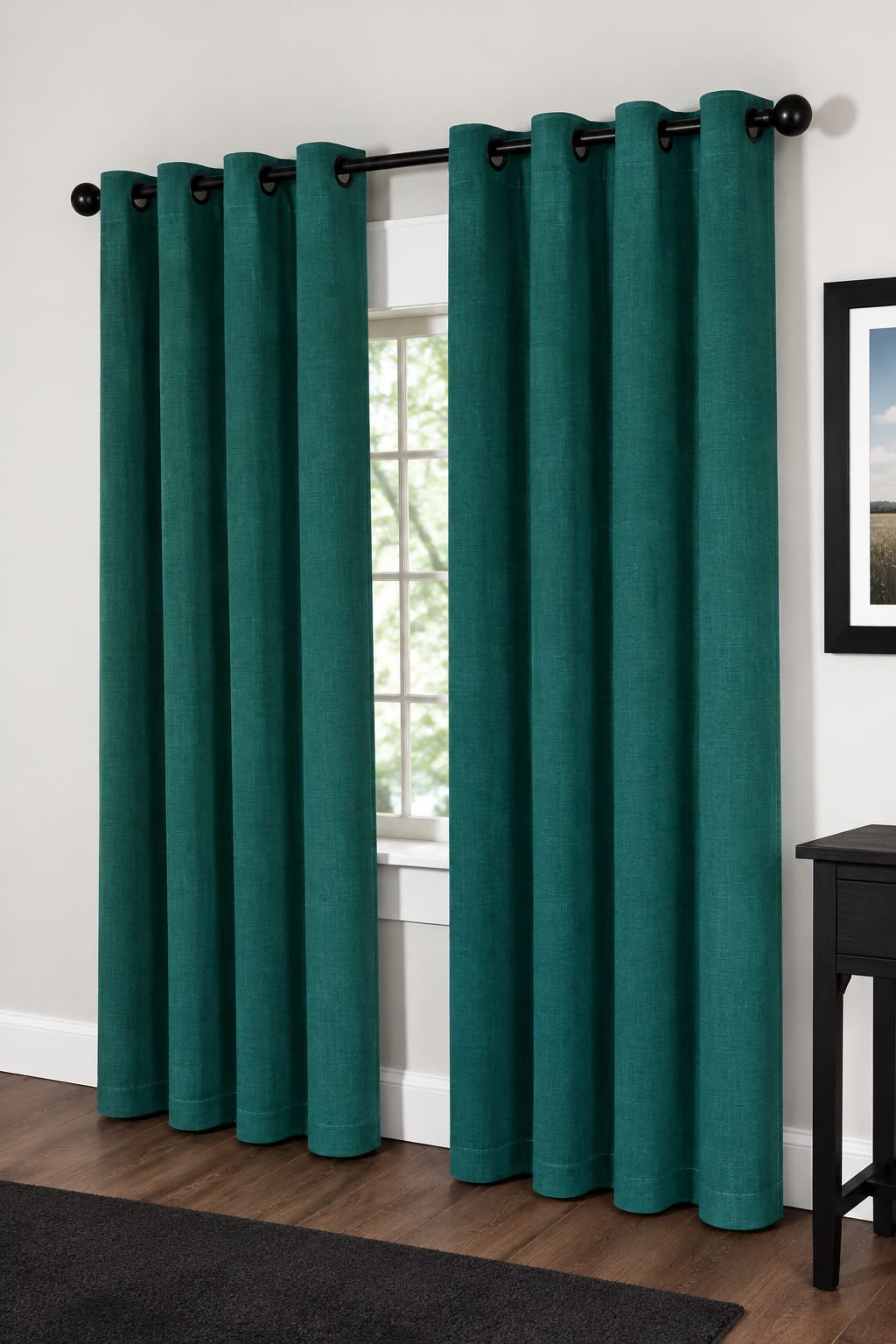Minimat Eyelet Curtain - Green 30 (145cm X 230cm) (Pack Of 2 Drops) (Unlined)