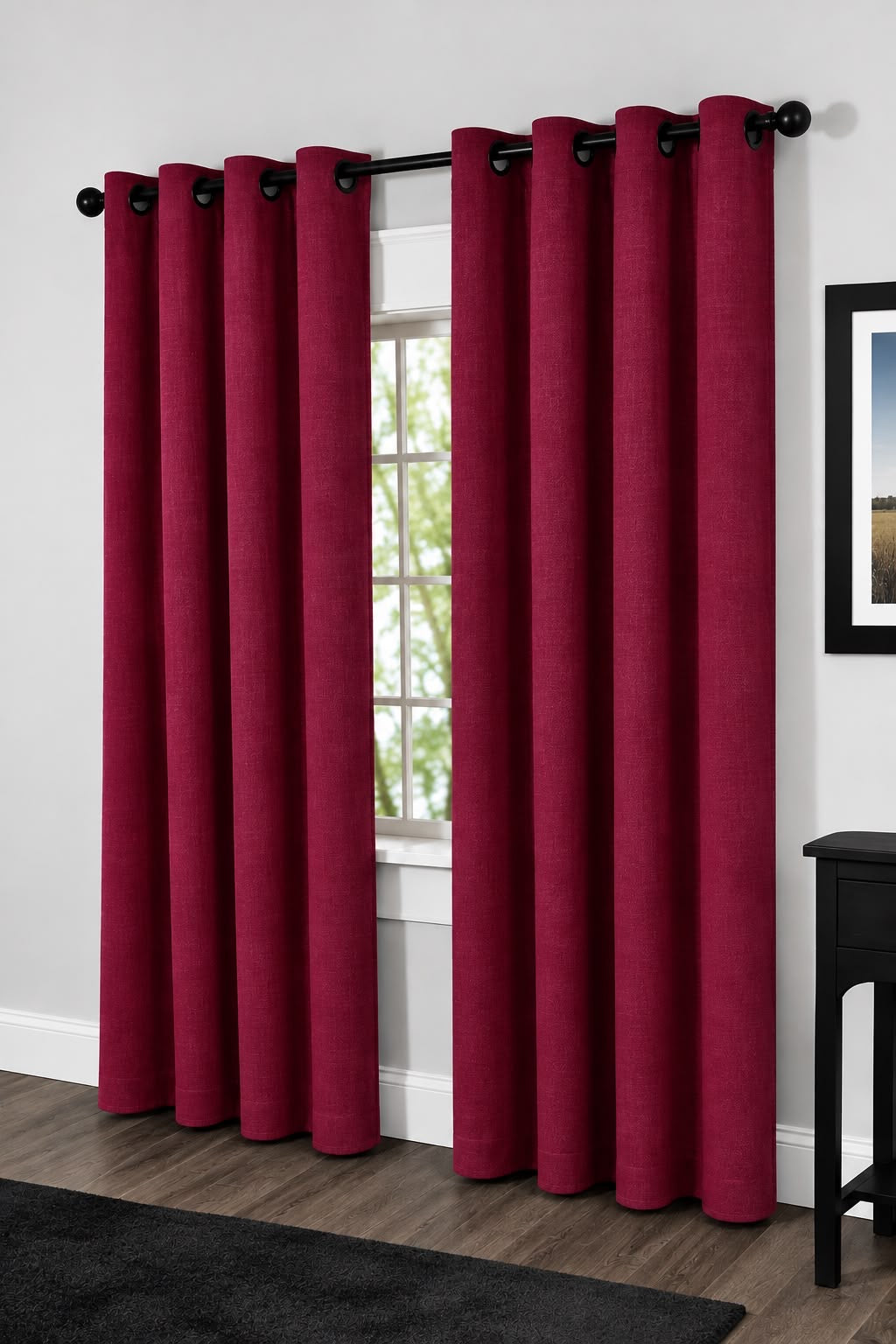 Minimat Eyelet Curtain - Maroon 4 (145cm X 230cm) (Pack Of 2 Drops) (Unlined)
