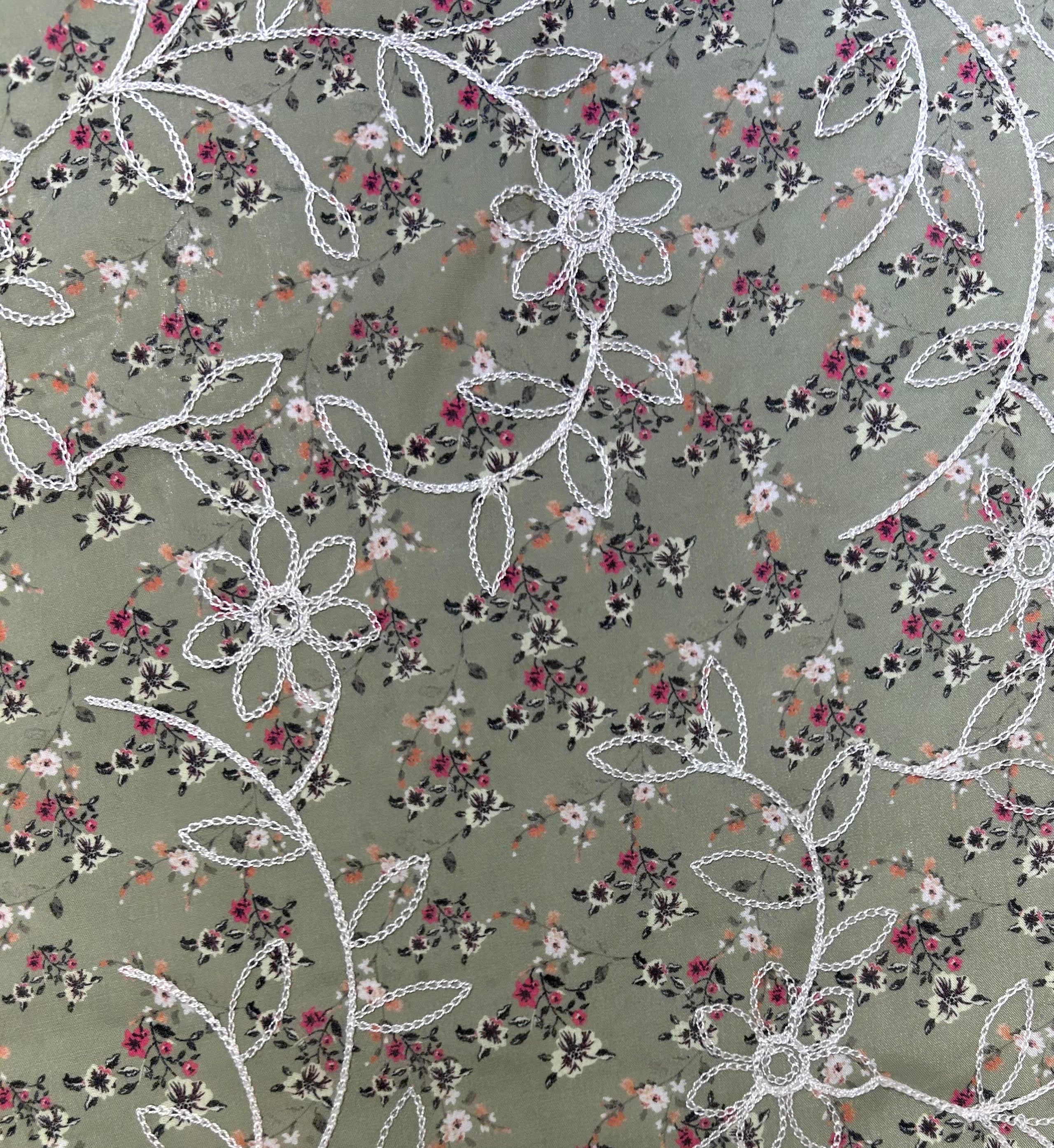 Floral Embroidered-Green