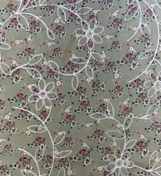 Floral Embroidered-Green