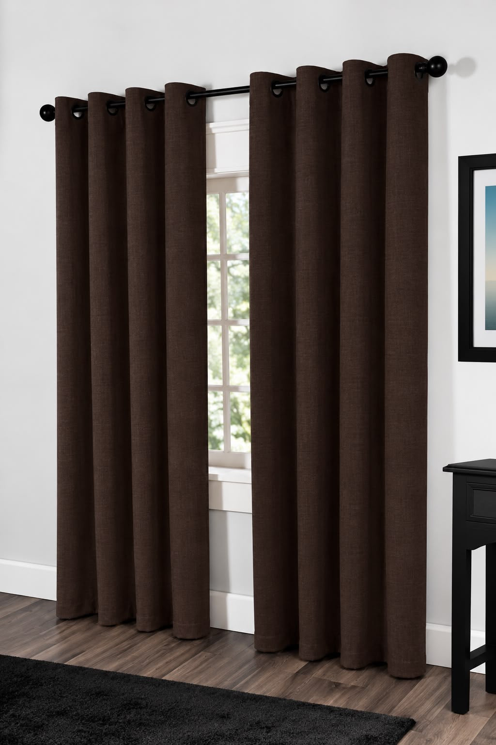 Minimat Eyelet Curtain - Brown 15 (145cm X 230cm) ( Pack Of 2 Drops) (Unlined)