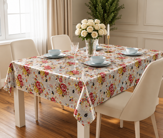 PVC Tabling- Bronze & Red Roses