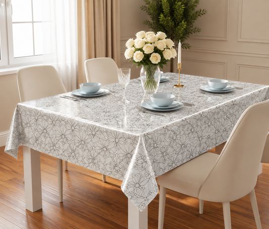 PVC Tabling- Silver and White Flowers