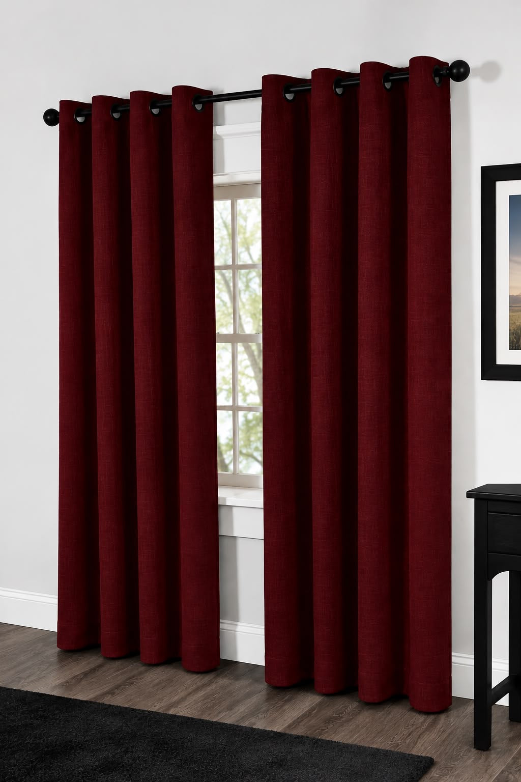 Minimat Eyelet Curtain - Cherry Red 26 (145cm X 230cm) (Pack Of 2 Drops) (Unlined)