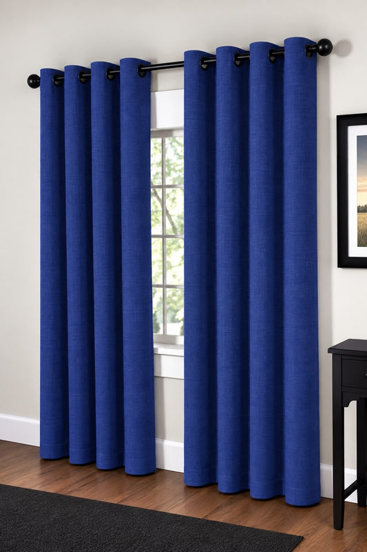 Minimat Eyelet Curtain - Blue 22 (145cm X 230cm) (Pack Of 2 Drops) (Unlined)