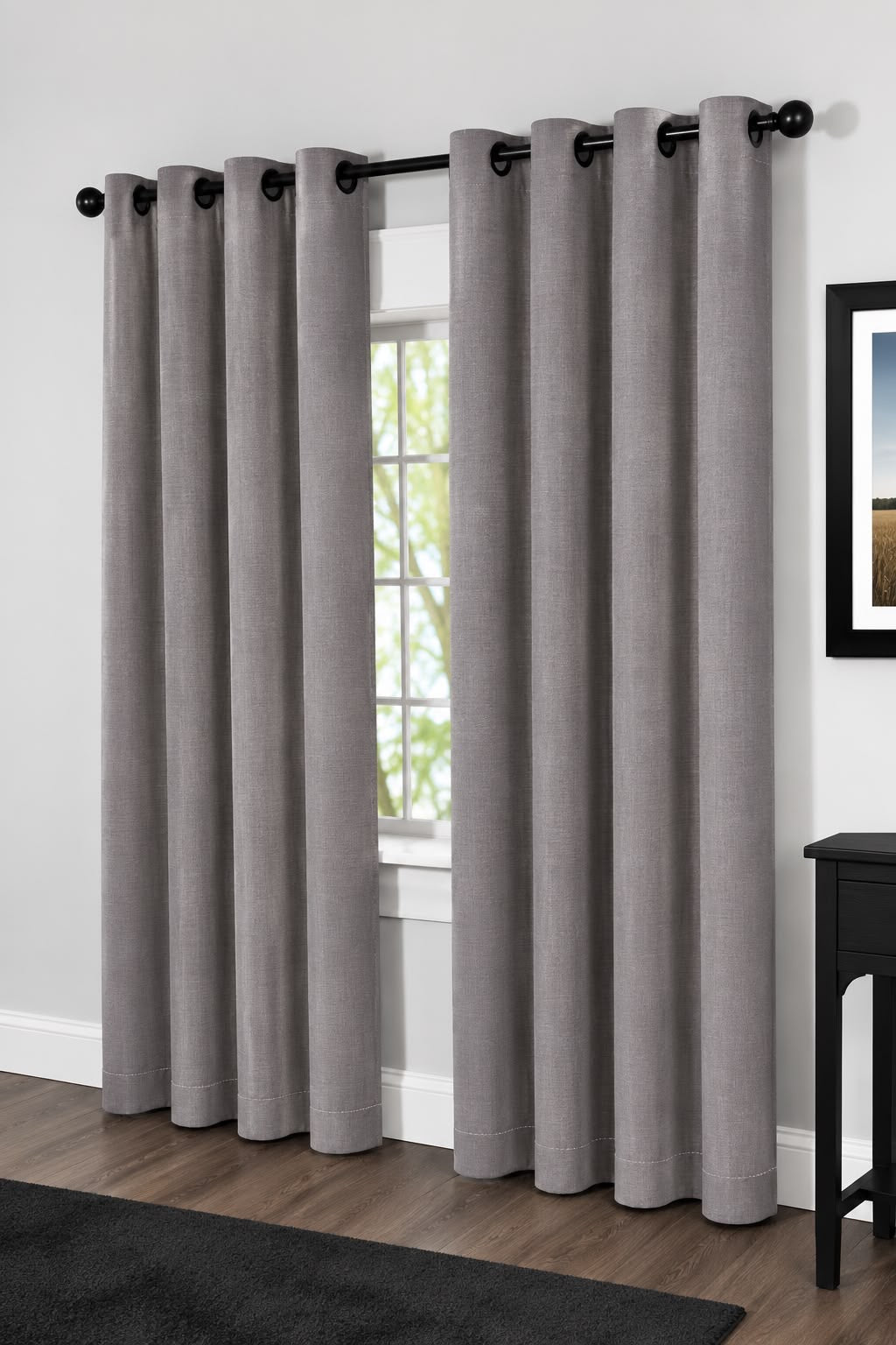 Minimat Eyelet Curtain - Grey 41 (145cm X 230cm) (Pack Of 2 Drops) (Unlined)