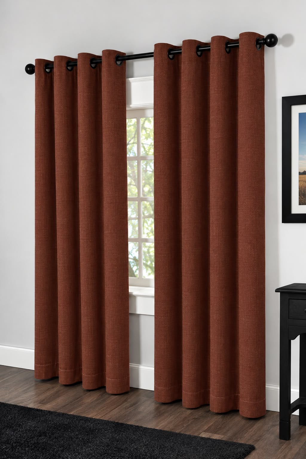 Minimat Eyelet Curtain - Rust 42 (145cm X 230cm) (Pack Of 2 Drops) (Unlined)