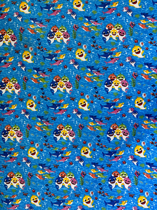 Microfibre Sheeting Fabric-Baby Shark