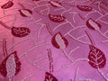 Beaded Leaf Fabric-Pink