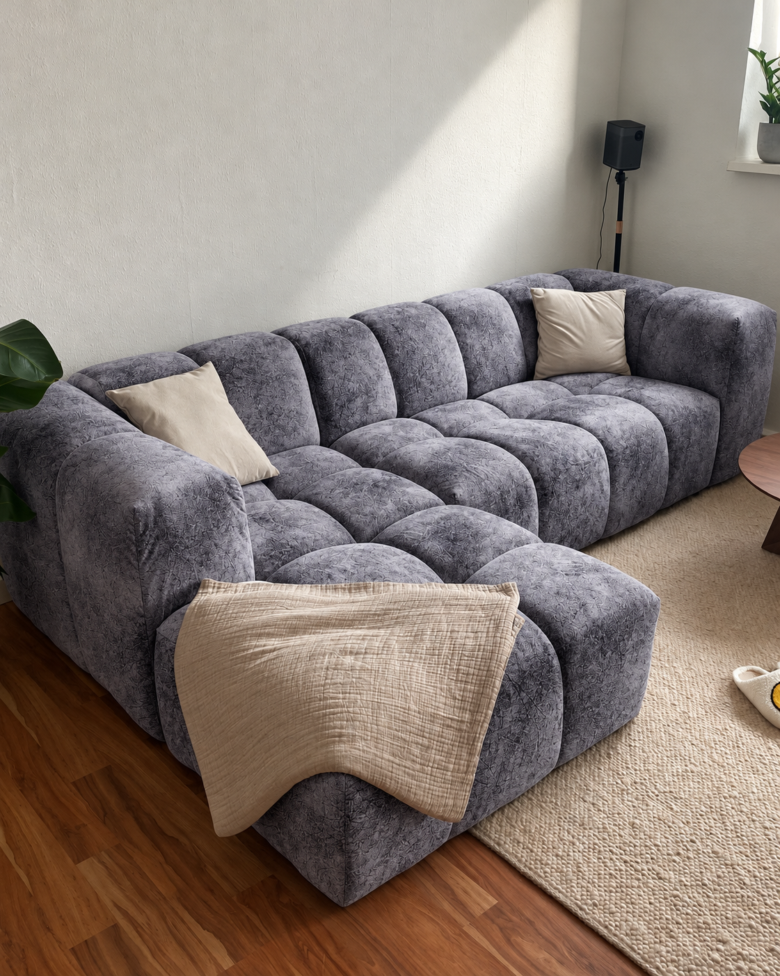 Suede Upholstery Fabric - Grey (Per Meter)