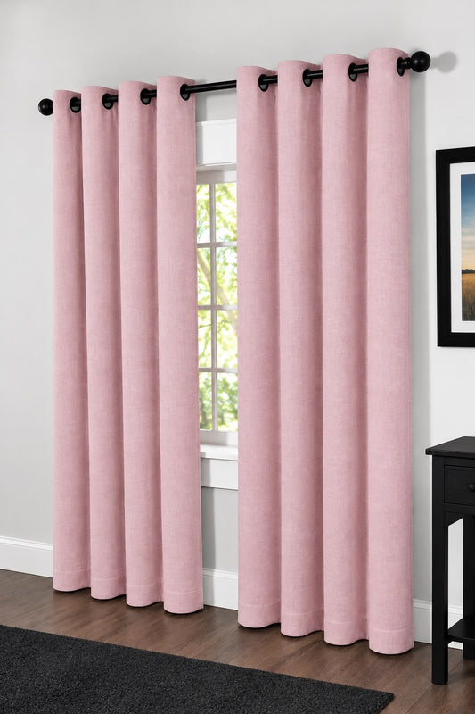Minimat Eyelet Curtain - Pink 21 (145cm X 230cm) (Pack Of 2 Drops) (Unlined)